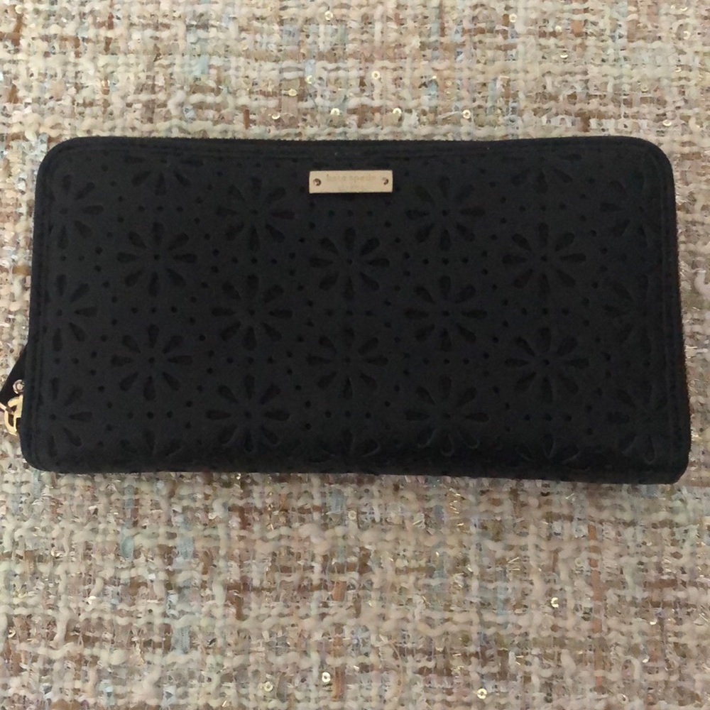 Large Perforated Black Wallet